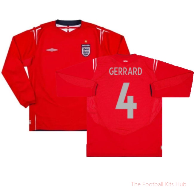 England 2004-06 Away L/S Shirt (XXL) (Excellent) (Gerrard 4)-unisoccer store